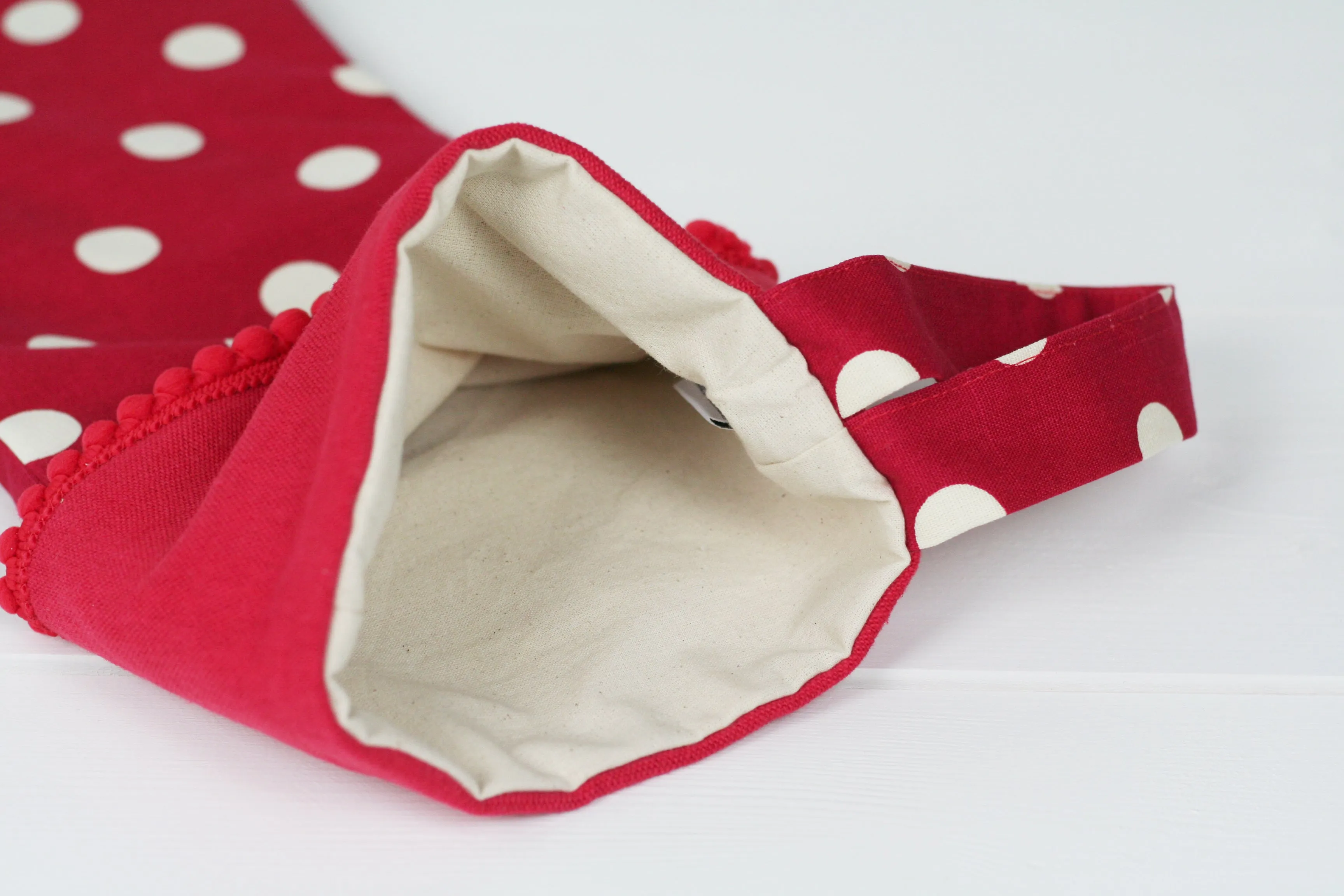Personalised Christmas Stocking WHITE SPOTS