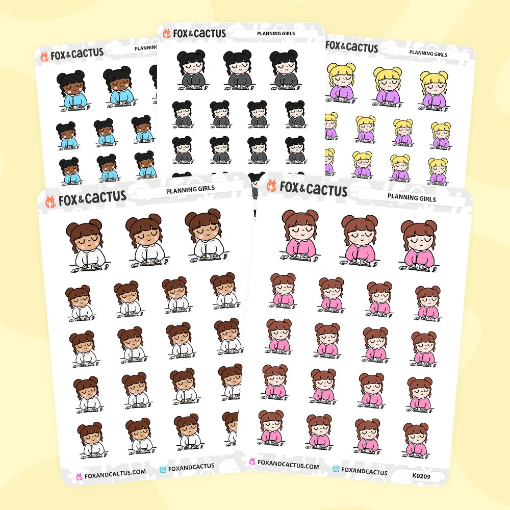 Planning Kawaii Girl Stickers