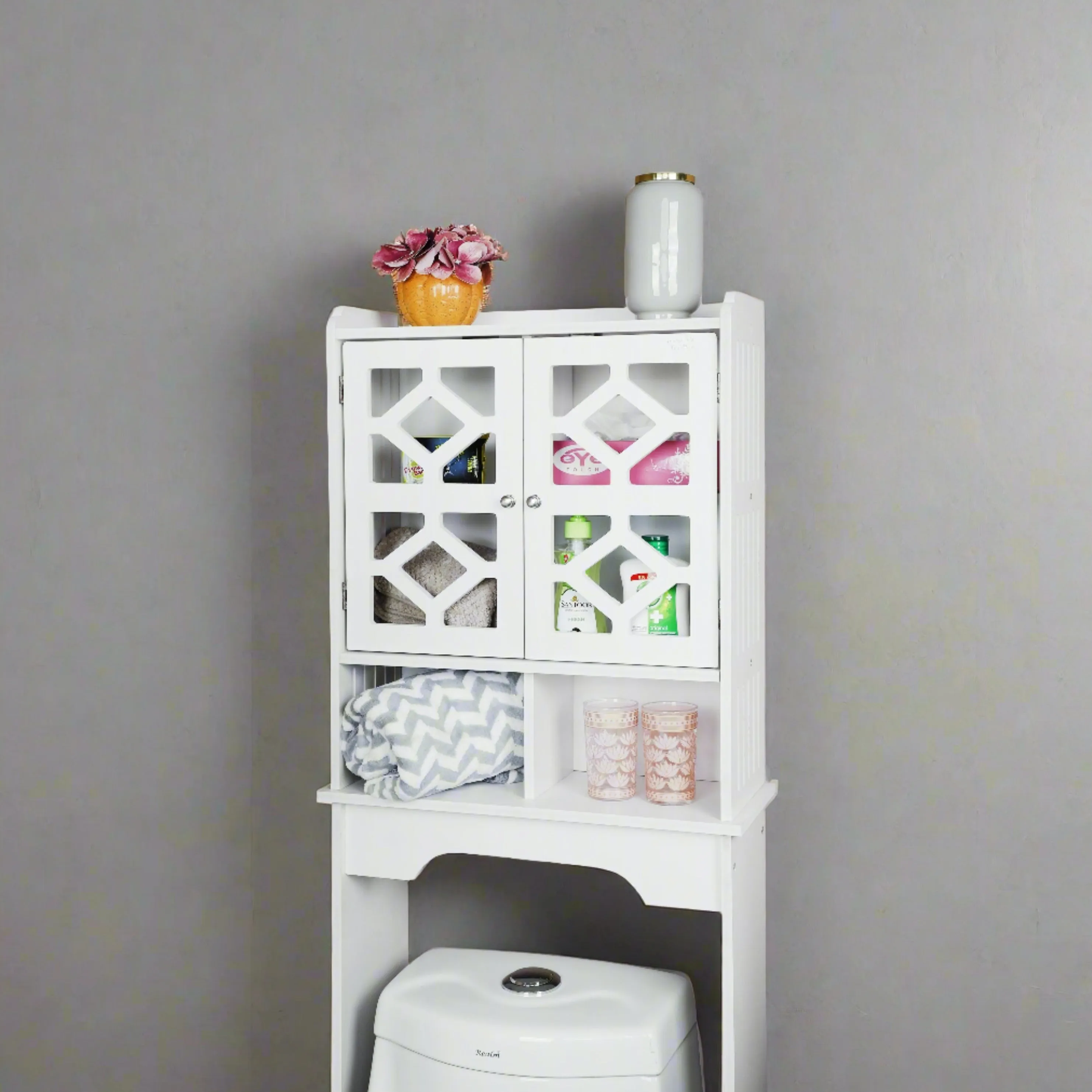 Practical PVC Toilet Storage Shelf And Commode Cabinet By Miza