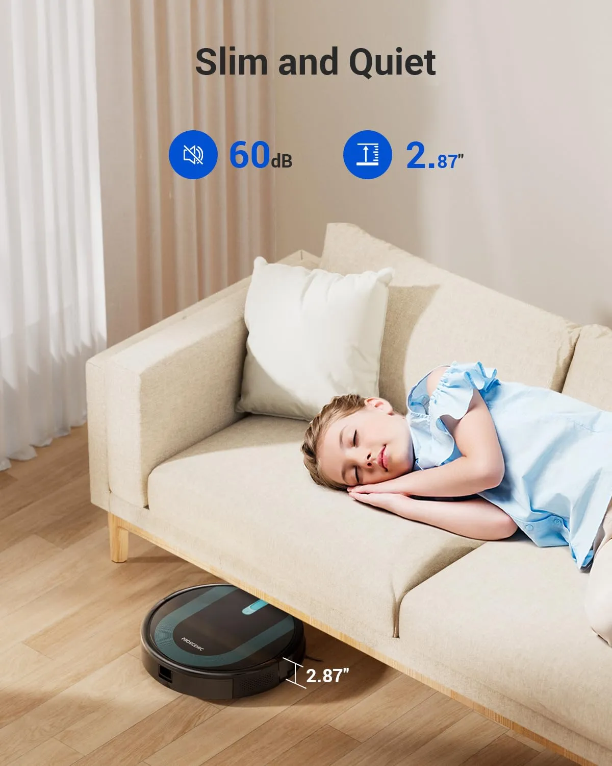 Proscenic WiFi Robot Vacuum and Mop 3000 Pa with Gyro Navigation, Boundary Strip, Self-Charging -3 Modes for Hard Floors and Carpets WiFi. Remote Control -Dark Black