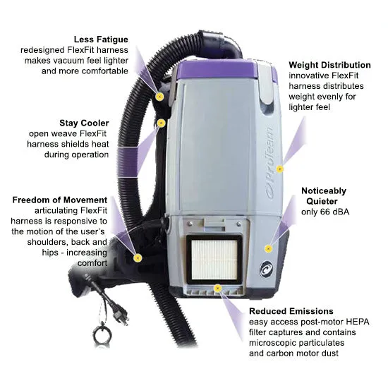 ProTeam® Super Coach Pro 6 Qt. Backpack Vacuum (Xover or Pest Control Tool Kit Options)
