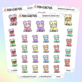 Rainbow Planning Kawaii Girl Stickers