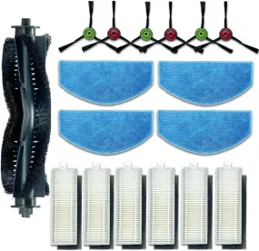 Replacement Parts Accessories for Tikom G8000 G8000 Pro HONITURE G20 Robot Vacuum Cleaner Spare Parts, 1 Main Roller Brush, 6 Side Brushes, 6 HEPA Filters, 4 Mop Pads