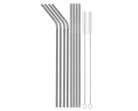 Reusable Stainless Steel Drinking Straws with 2 Cleaning Brushes