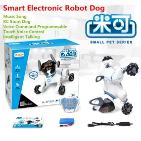 Robot Dog 2.4GHz Remote Control Touch Voice Control Intelligent With Music Song RC Stunt Dog Toys