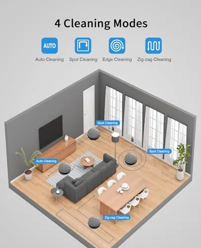 Robot Vacuum and Mop Combo, 2 in 1 Mopping Robot Vacuum Cleaner with Schedule, Wi-Fi/App/Alexa, 1400Pa Max Suction, Self-Charging Robotic Vacuum, Slim, Ideal for Hard Floor, Pet Hair, Low-Pile Carpet