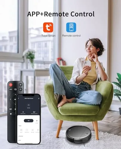 Robot Vacuum and Mop Combo, 2 in 1 Mopping Robot Vacuum Cleaner with Schedule, Wi-Fi/App/Alexa, 1400Pa Max Suction, Self-Charging Robotic Vacuum, Slim, Ideal for Hard Floor, Pet Hair, Low-Pile Carpet