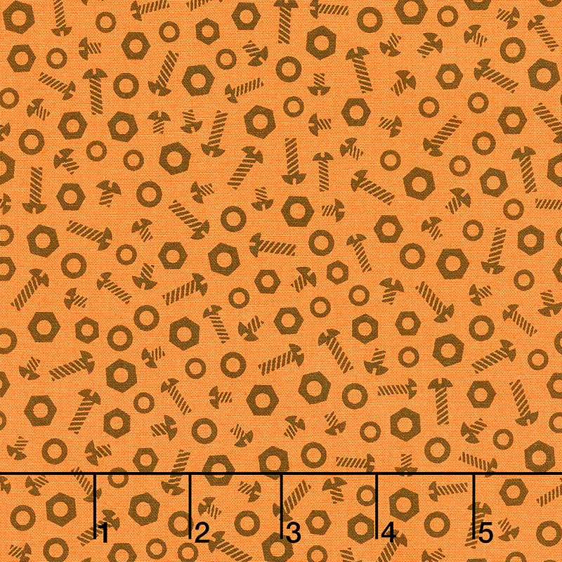 Rollicking Robots - Nuts & Bolts Orange Yardage