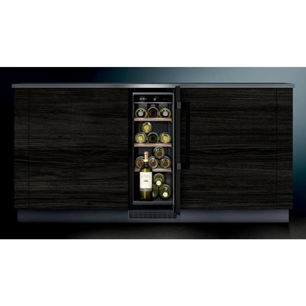Siemens 30cm Wide iQ500 Built Under Wine Cabinet, Black Holds 21 bottles of wine