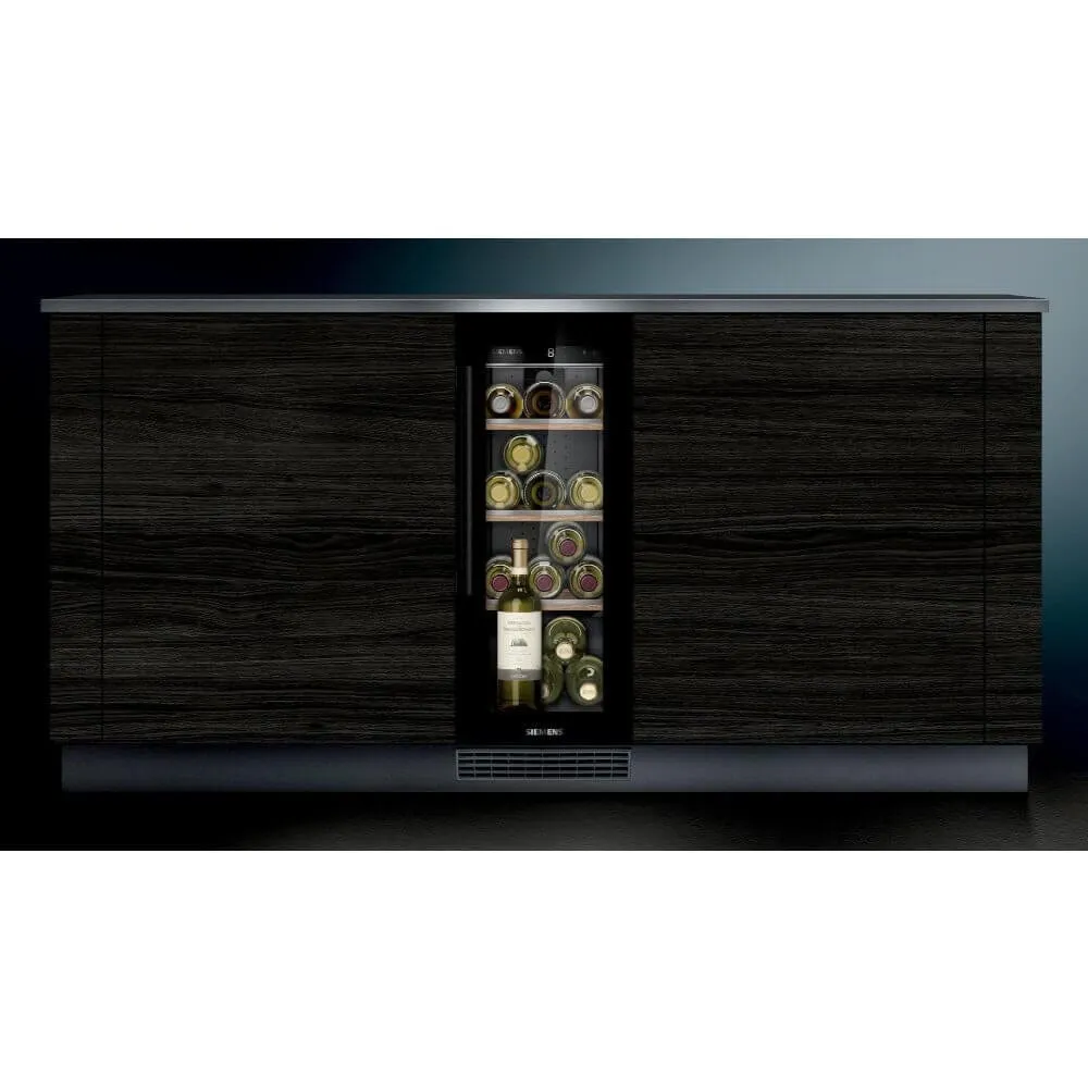Siemens 30cm Wide iQ500 Built Under Wine Cabinet, Black Holds 21 bottles of wine