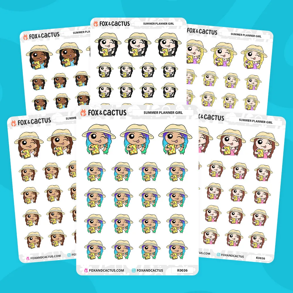 Summer Planner Kawaii Girl Stickers