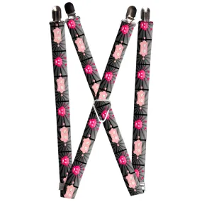 Suspenders - 1.0" - Hot Beat Bot Pink