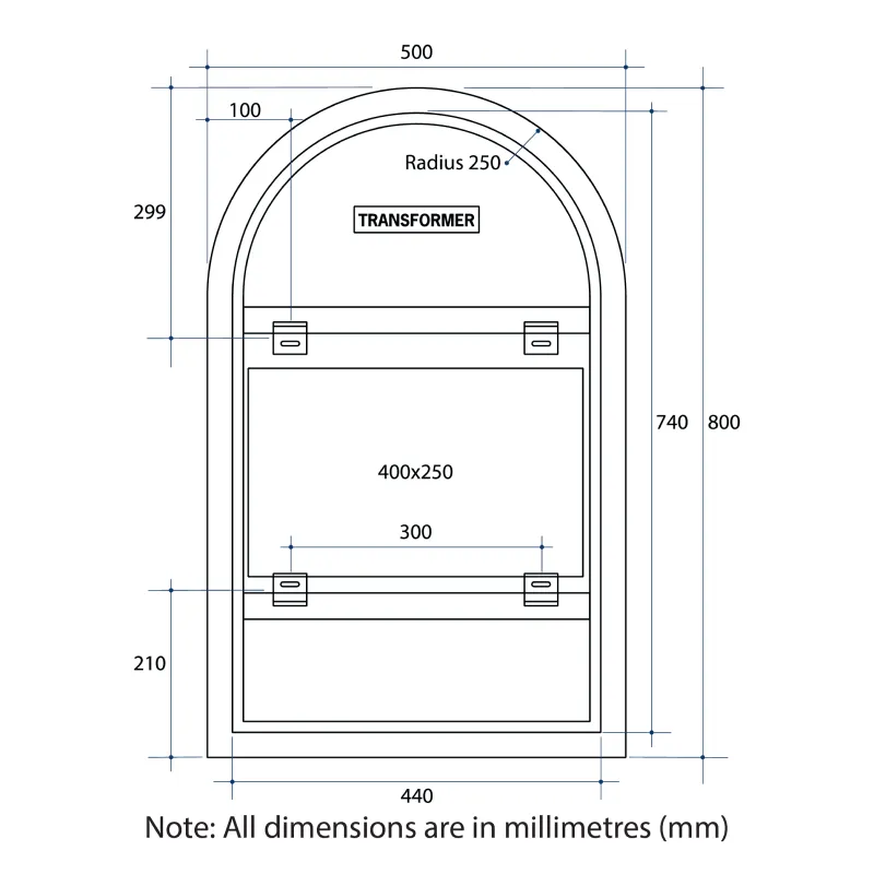 Thermogroup Ablaze 500 Arch Shape Premium Backlit Mirror - AS500C