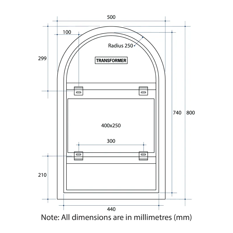 Thermogroup Ablaze 500 Arch Shape Premium Backlit Mirror - AS500W