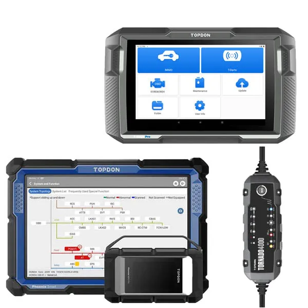TOPDON Bundle - Phoenix Smart Advanced Diagnostic Scanner   T-Ninja Pro OBD Programmer   Tornado 4000 Battery Charger