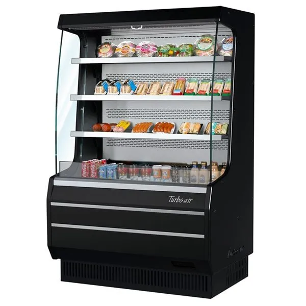 Turbo Air TOM-40MB-N 8.3 cu.ft. 39" 115V Black Glass Sides Refrigerated Vertical Open Display Case