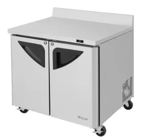 Turbo Air TWR-36SD-N6 36 1/4" Worktop Refrigerator Double Door 11 Cu Ft