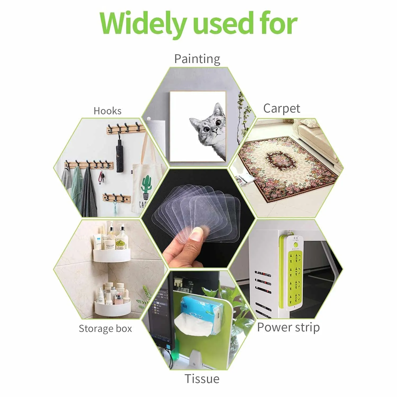UCRAVO Double Sided Tape, Sided Adhesive No Trace Sticker Pads Mounting Tape Super Strong Heavy Duty Washable Sticky Patch Clear Removable Multipurpose Adhesive (Pack Of 20)