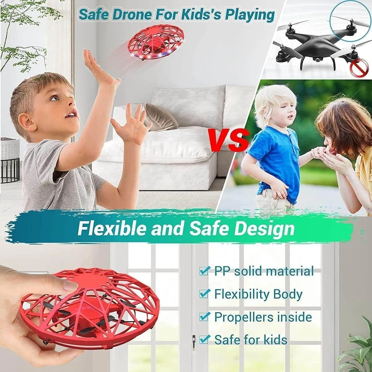 UFO Drone - Hand Controlled Auto-Avoiding Obstacles LED Lights Mini Drone Flying Toy Gift for Kids