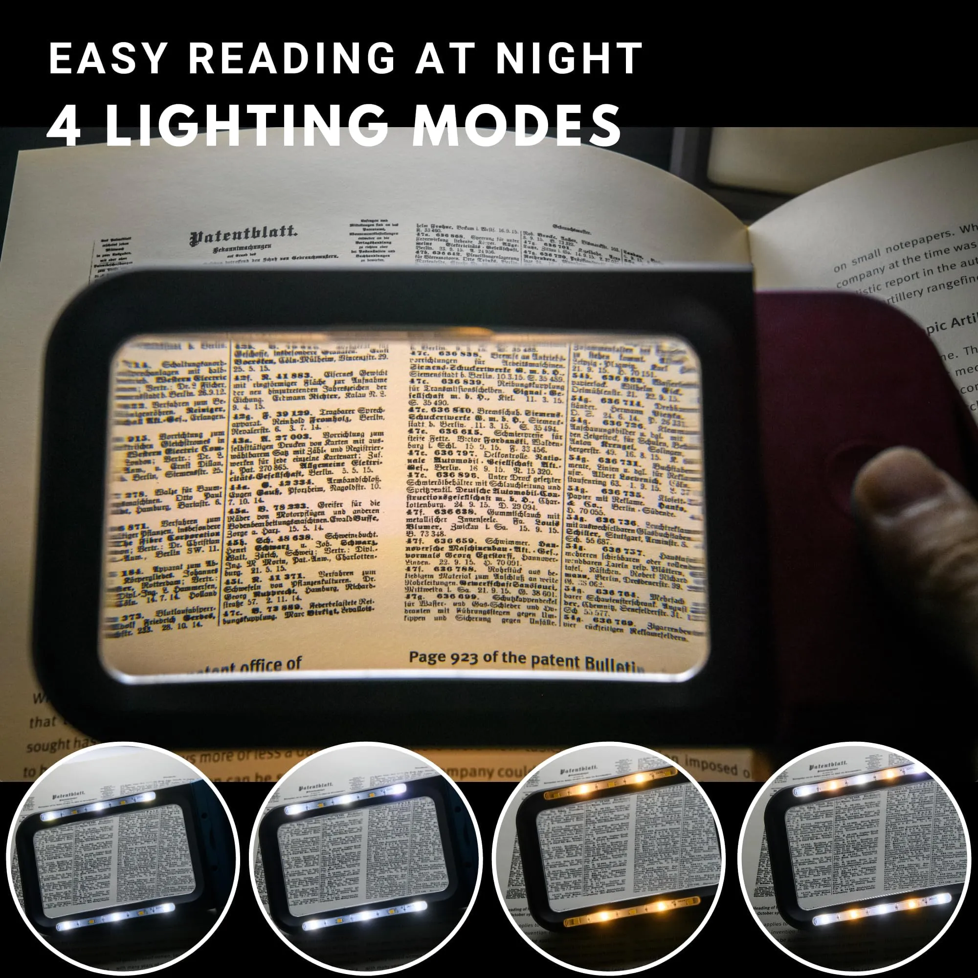 VOCA Magnifying Glass with Light, 3X Large Rectangle Reading Magnifier with 10 LEDs for Seniors with Macular Degeneration, Newspaper, Books, Small Print, for Low Visions (Pink)