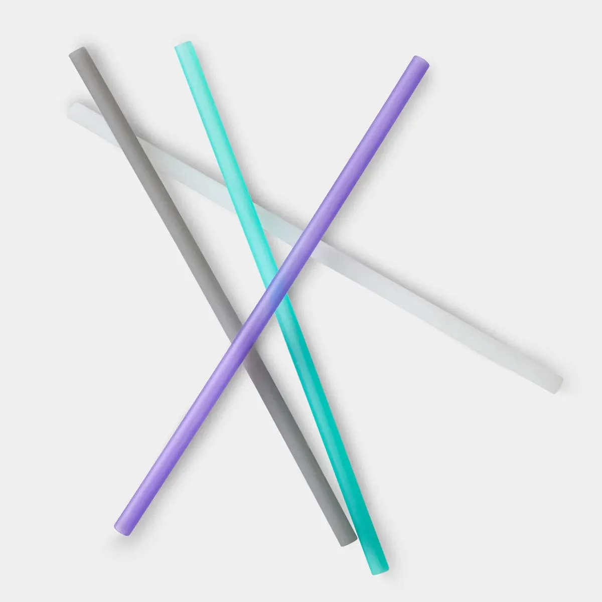 X-Long Reusable Silicone Straws - Sea/Fog/Frost/Violet (4pk)