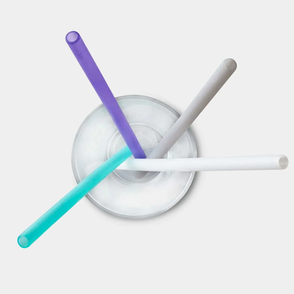 X-Long Reusable Silicone Straws - Sea/Fog/Frost/Violet (4pk)