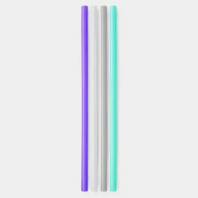 X-Long Reusable Silicone Straws - Sea/Fog/Frost/Violet (4pk)