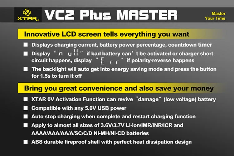 Xtar VC2 Plus MASTER USB Charger / Power Bank
