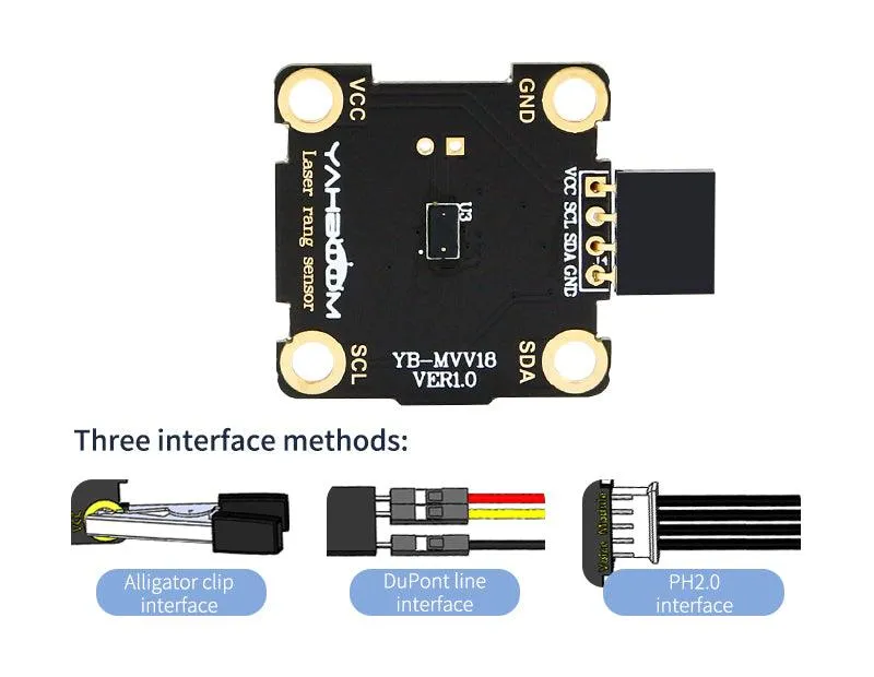 Yahboom TOF VL53L0X Laser ranging sensor module compatible with alligator clip/DuPont line/PH2.0 cable